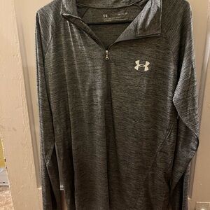 Under Armour Charcoal Heather Quarter-Zip Top. Heat Gear
